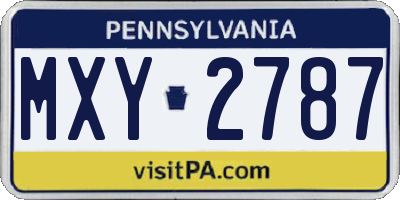 PA license plate MXY2787