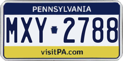 PA license plate MXY2788