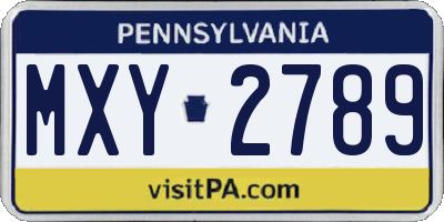 PA license plate MXY2789