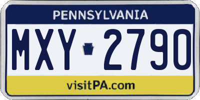 PA license plate MXY2790