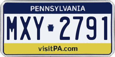 PA license plate MXY2791