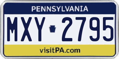 PA license plate MXY2795