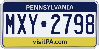 PA license plate MXY2798