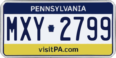 PA license plate MXY2799