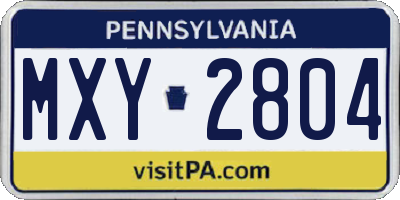 PA license plate MXY2804