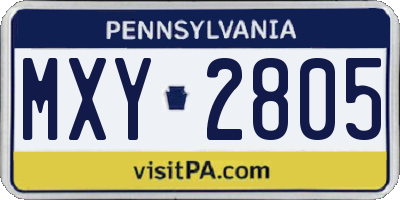 PA license plate MXY2805