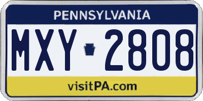 PA license plate MXY2808