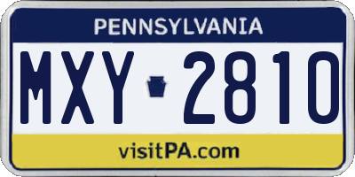 PA license plate MXY2810
