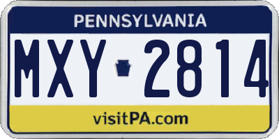 PA license plate MXY2814