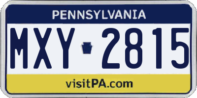PA license plate MXY2815