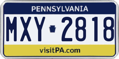 PA license plate MXY2818