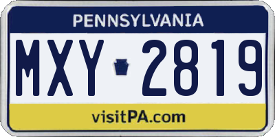 PA license plate MXY2819