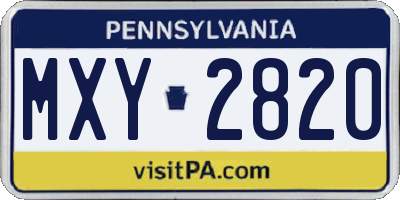 PA license plate MXY2820