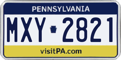 PA license plate MXY2821