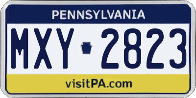 PA license plate MXY2823