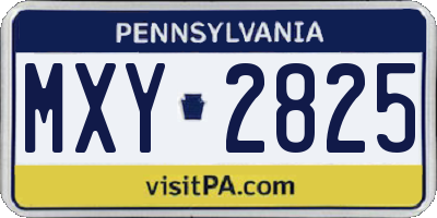 PA license plate MXY2825