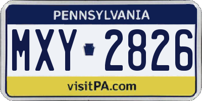 PA license plate MXY2826
