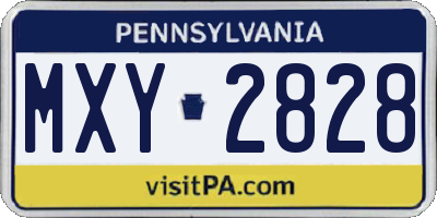 PA license plate MXY2828
