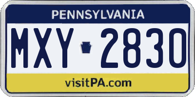 PA license plate MXY2830