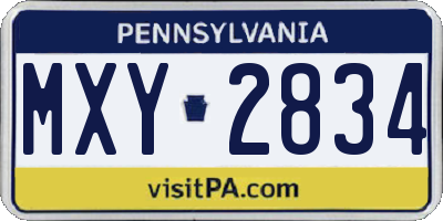 PA license plate MXY2834