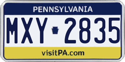 PA license plate MXY2835