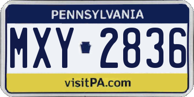 PA license plate MXY2836