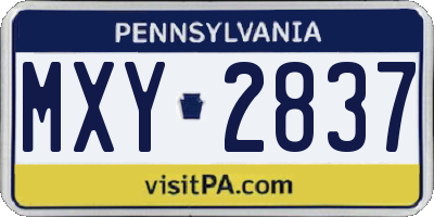 PA license plate MXY2837