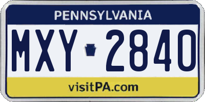 PA license plate MXY2840