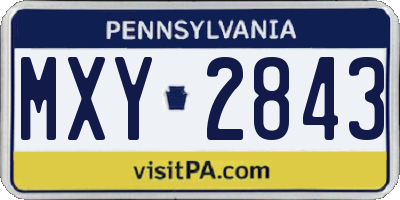PA license plate MXY2843
