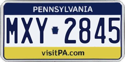 PA license plate MXY2845