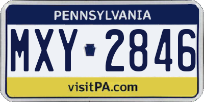 PA license plate MXY2846