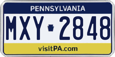 PA license plate MXY2848