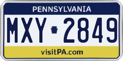 PA license plate MXY2849