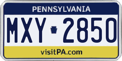 PA license plate MXY2850
