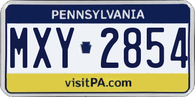 PA license plate MXY2854