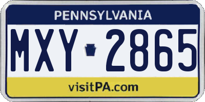 PA license plate MXY2865