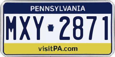 PA license plate MXY2871