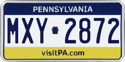 PA license plate MXY2872