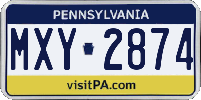 PA license plate MXY2874