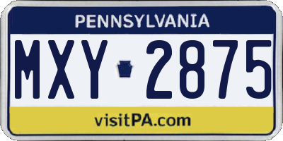 PA license plate MXY2875