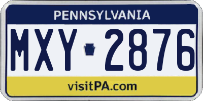 PA license plate MXY2876