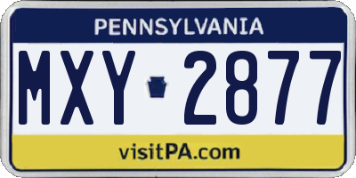 PA license plate MXY2877