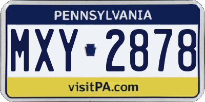 PA license plate MXY2878