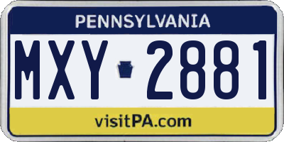 PA license plate MXY2881