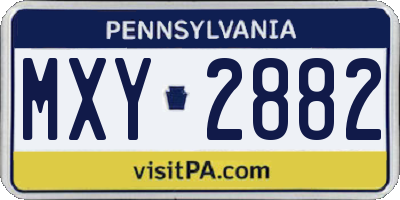 PA license plate MXY2882