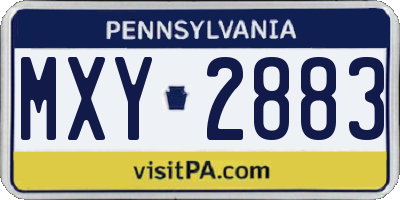 PA license plate MXY2883