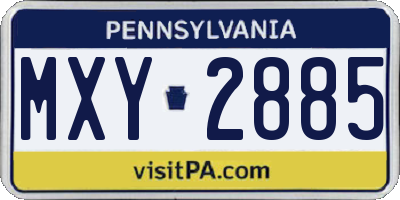 PA license plate MXY2885