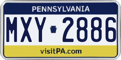 PA license plate MXY2886