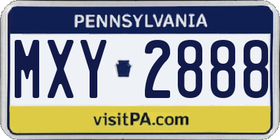 PA license plate MXY2888