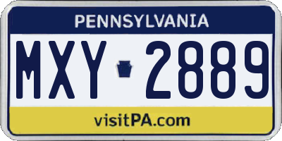 PA license plate MXY2889
